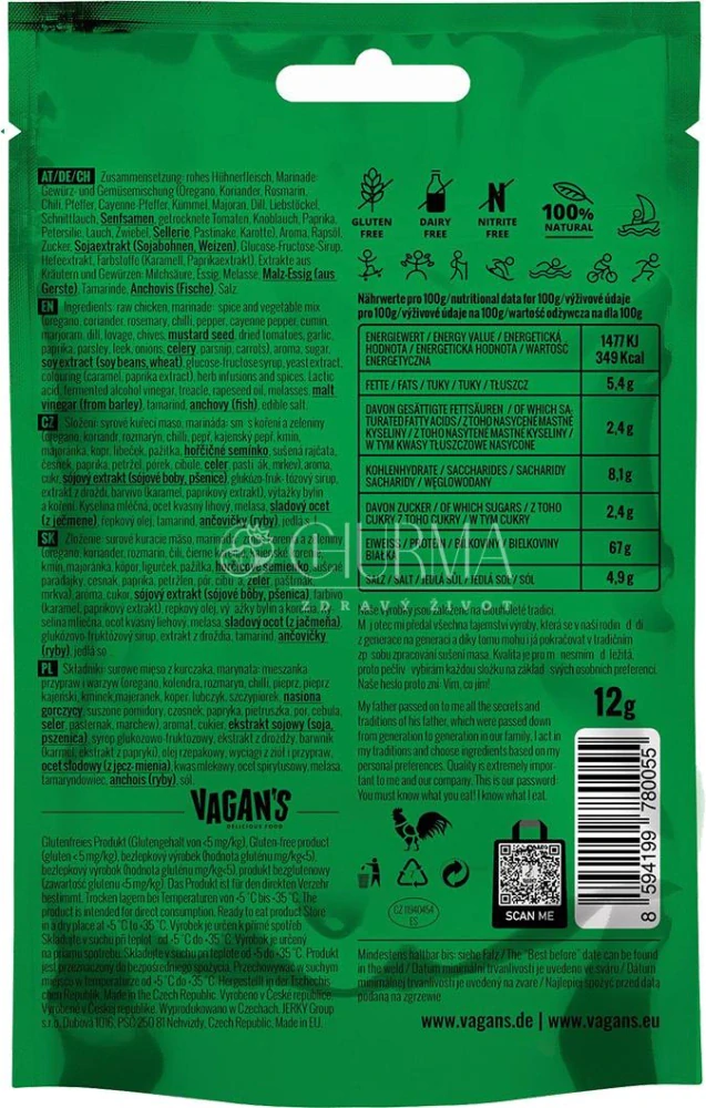 Kuřecí sušené maso Vagan's Jerky 12g.