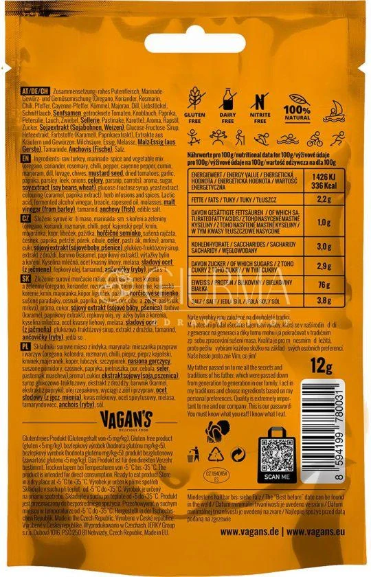 Krůtí sušené maso Vagan's Jerky 12g.
