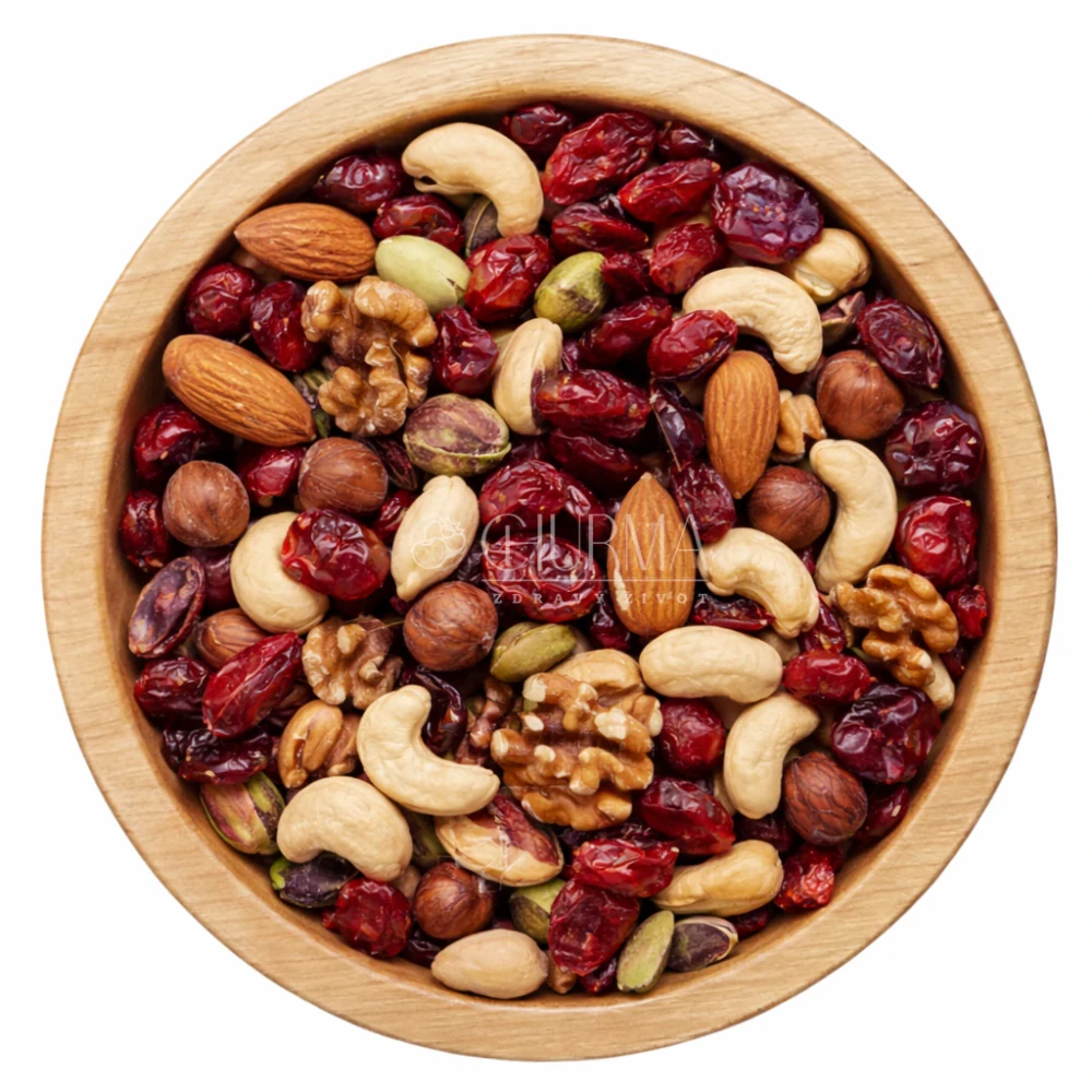 Prémiový mix ořechů s brusinkami 100g.