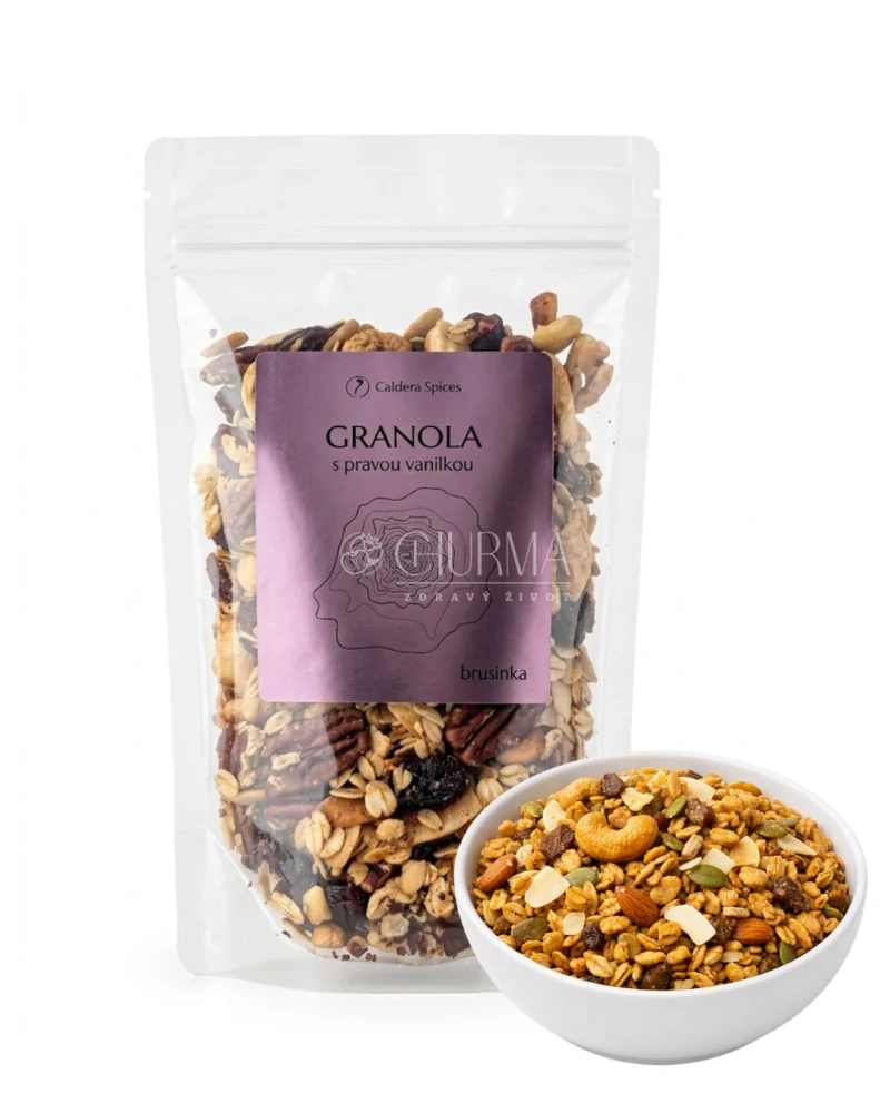 Křupavá granola s vanilkou a brusinkami 250g.