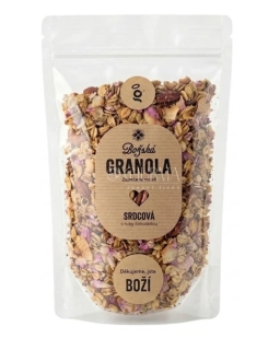 Božská granola s ruby čokoládou a okvětlími listky růže 250g.
